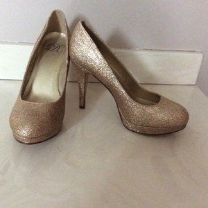 glitter gold heels size 7